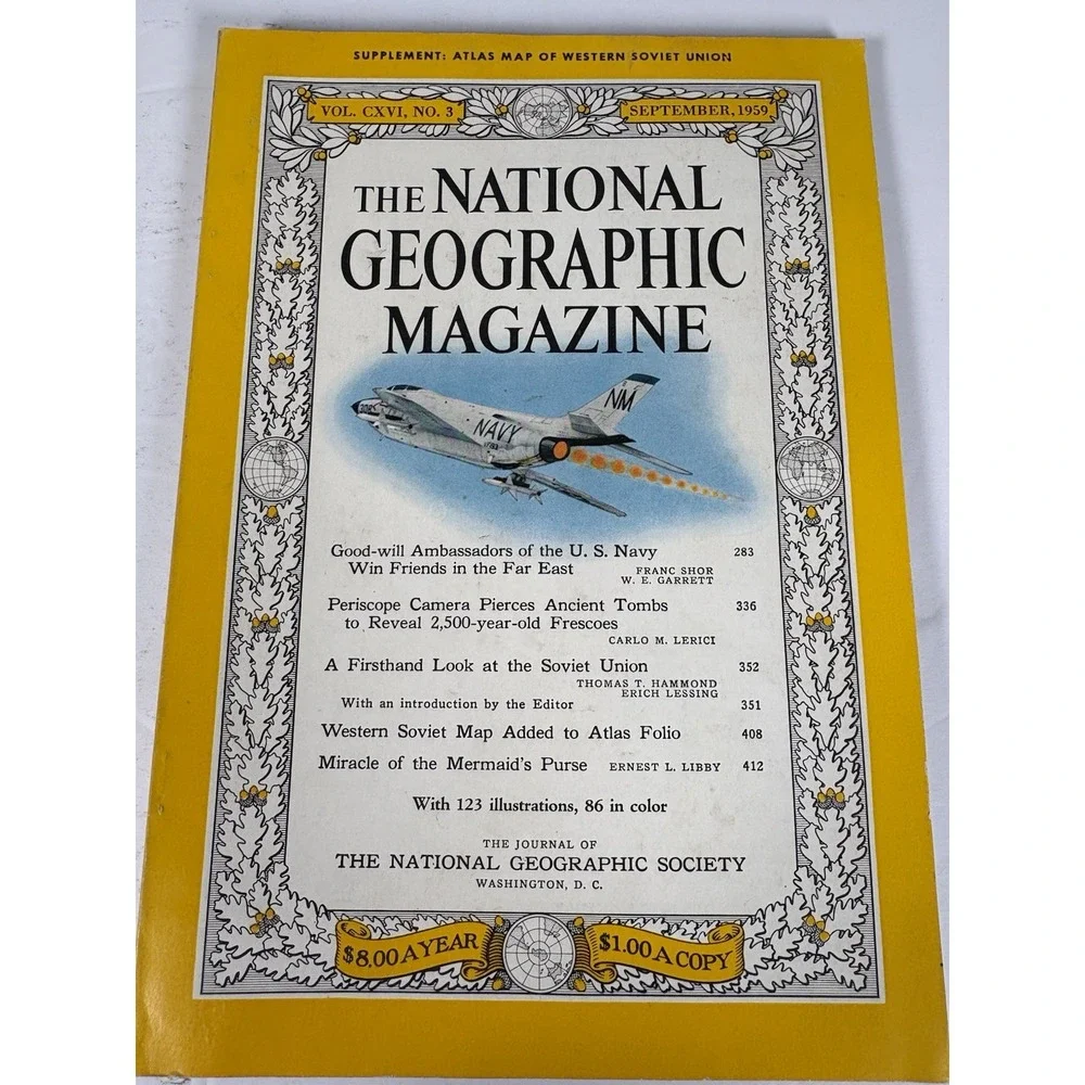 National Geographic September 1959 Magazine Atlas Soviet Union Map VG